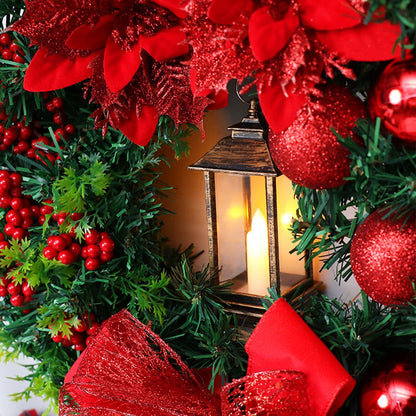 Lantern Wreath with Warm Glow Lantern and Sparkling Ornaments