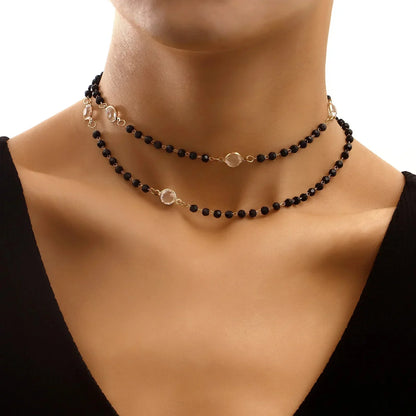 Elegant Multi Layer Crystal Chain Necklace