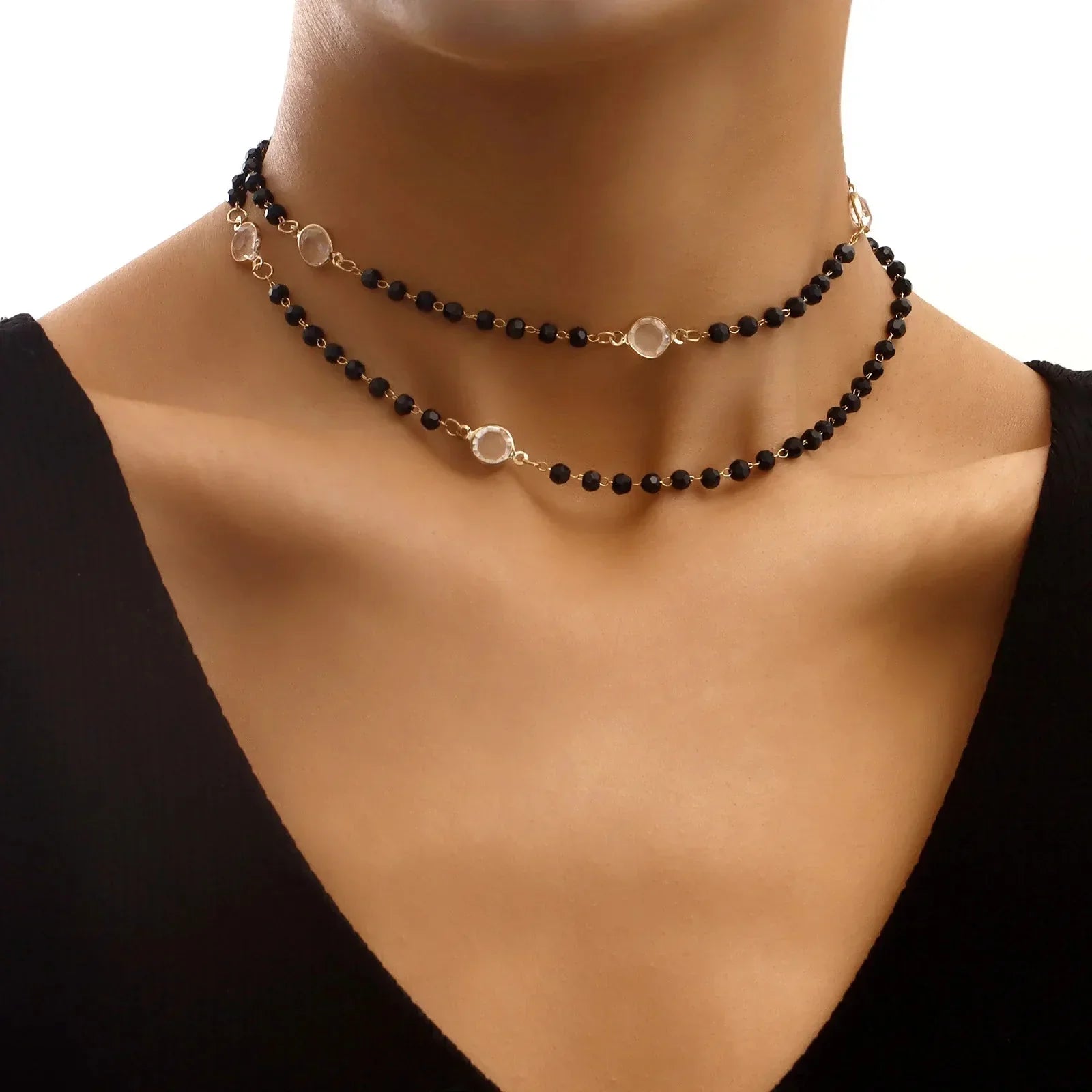 Elegant Multi Layer Crystal Chain Necklace - Cofik