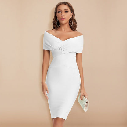 LEATE - Elegant Robe Dress with V-Neck