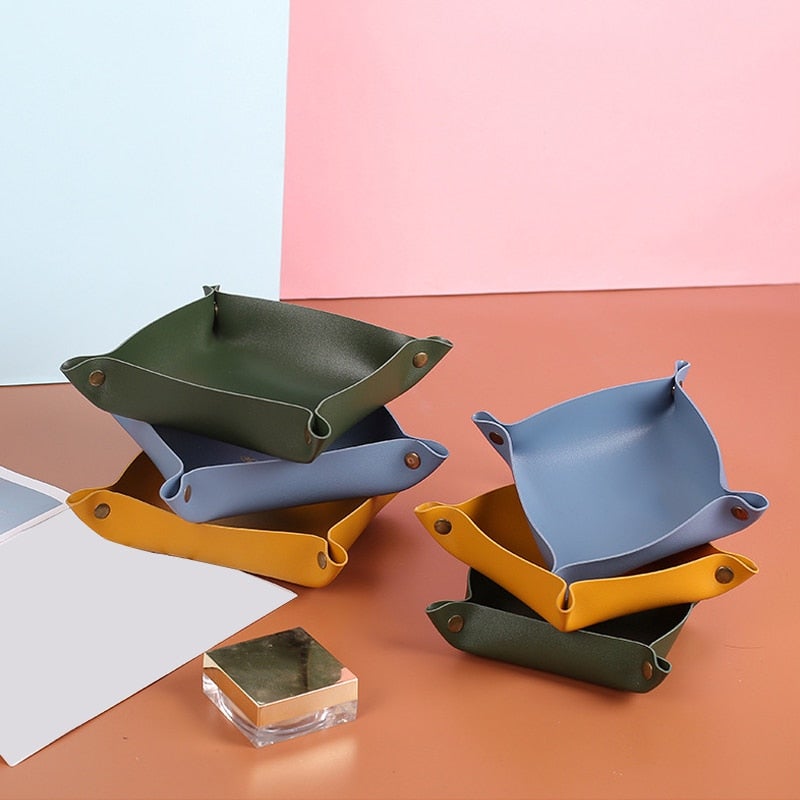 Stylish Leather Desk Organizer Tray - Cofik