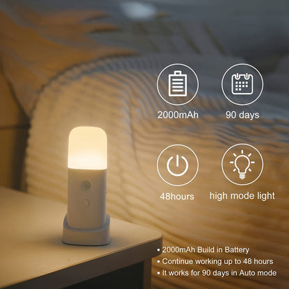 LED Night Light with Motion Sensor – Rechargeable via USB and Adjustable Brightness for Bedrooms and Hallways