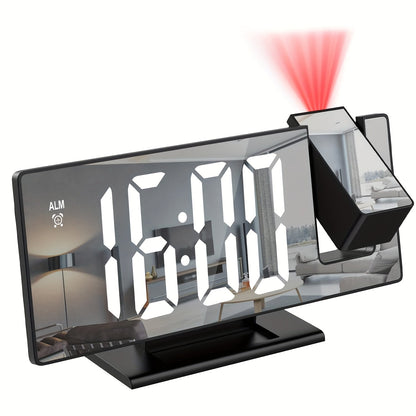 LED Projection Alarm Clock with 180° Adjustable Projection – Clear Display and Snooze Function for Bedroom or Office