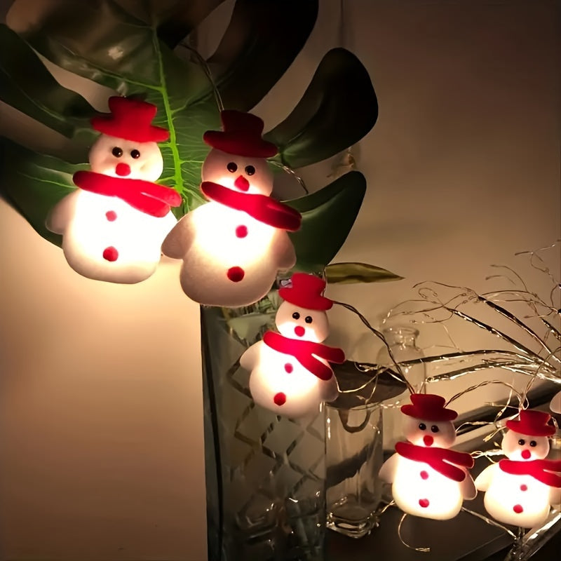 LED String Lights with Plush Snowmen - 1.5m Warm Light