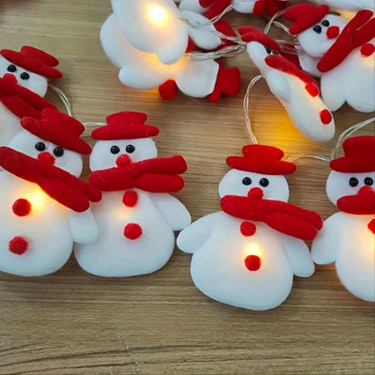 LED String Lights with Plush Snowmen - 1.5m Warm Light