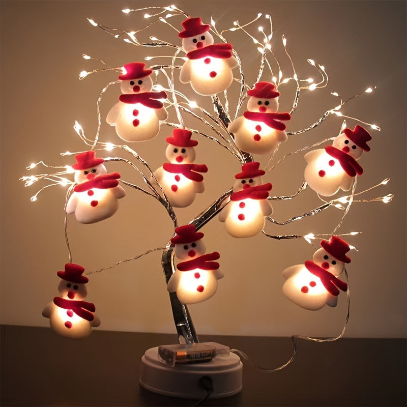LED String Lights with Plush Snowmen - 1.5m Warm Light