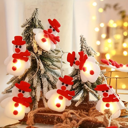 LED String Lights with Plush Snowmen - 1.5m Warm Light