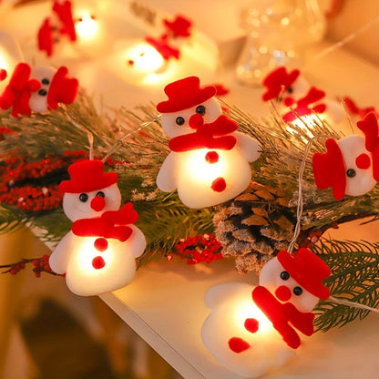 LED String Lights with Plush Snowmen - 1.5m Warm Light