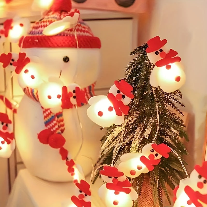 LED String Lights with Plush Snowmen - 1.5m Warm Light