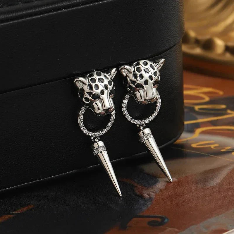 Wild Leopard Drop Circle Earrings