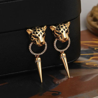 Wild Leopard Drop Circle Earrings - Cofik