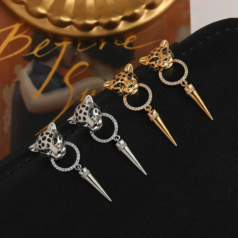 Wild Leopard Drop Circle Earrings