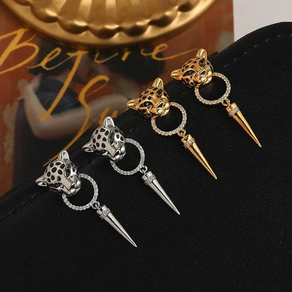 Wild Leopard Drop Circle Earrings
