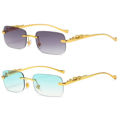 Fashion Leopard Print Rimless UV Sunglasses