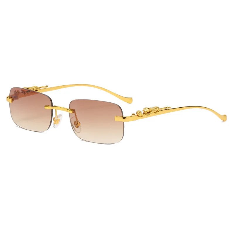Fashion Leopard Print Rimless UV Sunglasses