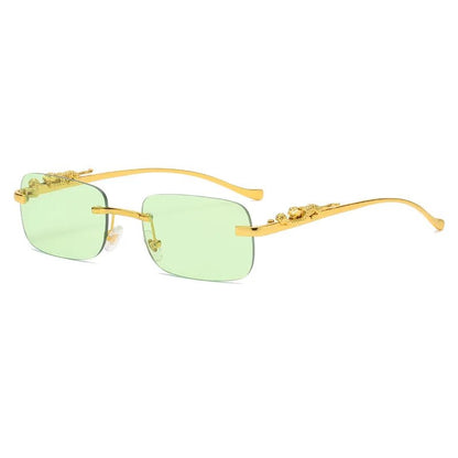 Fashion Leopard Print Rimless UV Sunglasses