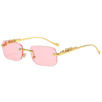 Fashion Leopard Print Rimless UV Sunglasses