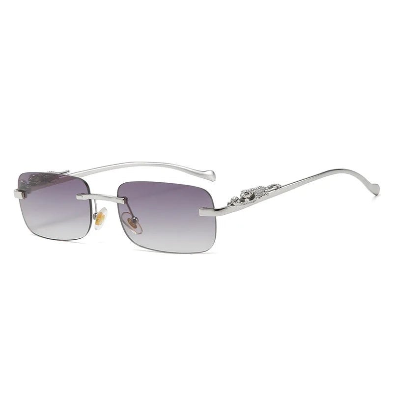 Fashion Leopard Print Rimless UV Sunglasses