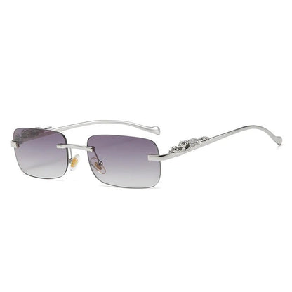 Fashion Leopard Print Rimless UV Sunglasses