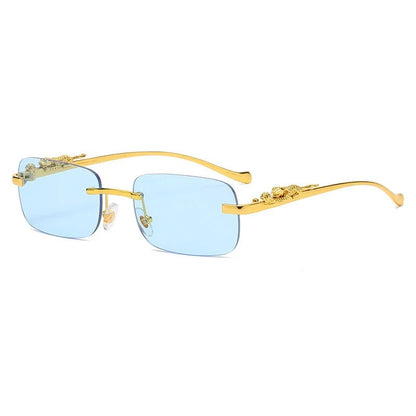 Fashion Leopard Print Rimless UV Sunglasses
