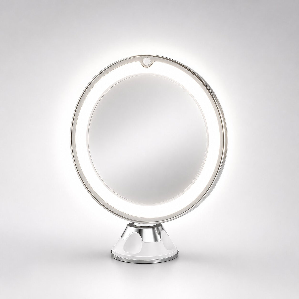 Lighted Makeup Mirror with 10x Magnification, LED Ring Light, and 360° Swivel