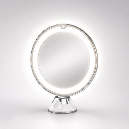 Lighted Makeup Mirror with 10x Magnification, LED Ring Light, and 360° Swivel
