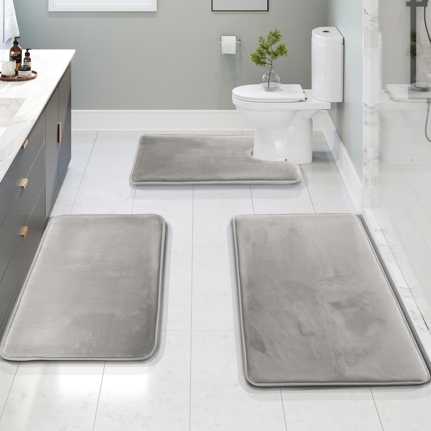 Soft Plush 3-Piece Bathroom Mat Set - Cofik
