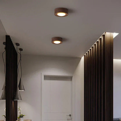 Natural Wood Flush Mount Ceiling Light - Cofik