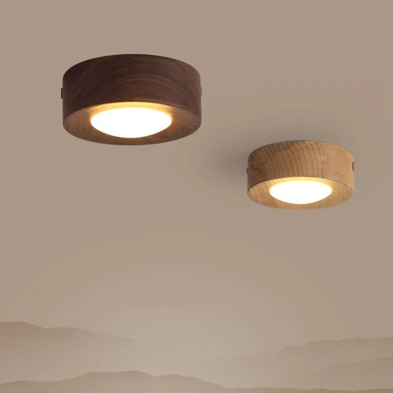 Natural Wood Flush Mount Ceiling Light