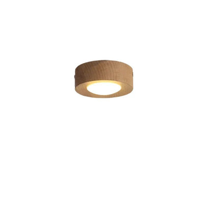 Natural Wood Flush Mount Ceiling Light