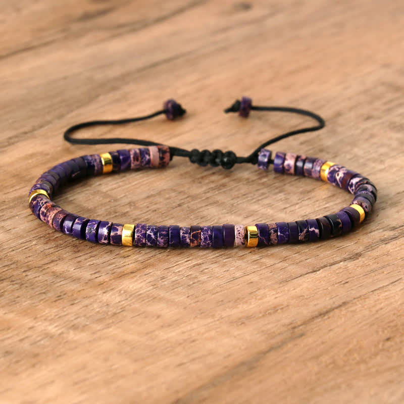 Bohemian Stone Beaded Bracelet with Natural Rollers