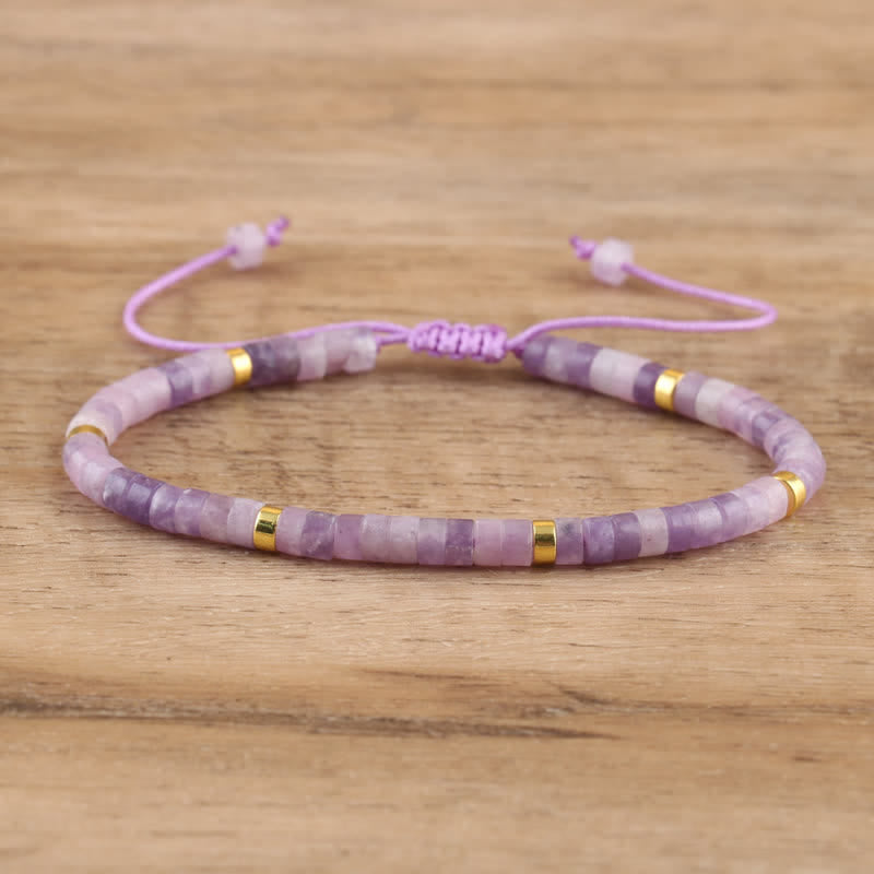 Bohemian Stone Beaded Bracelet with Natural Rollers