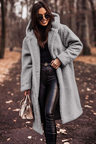 Long Hooded Teddy Coat