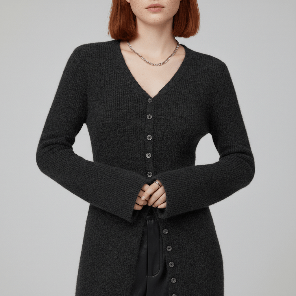 Longline Cardigan with Button Placket