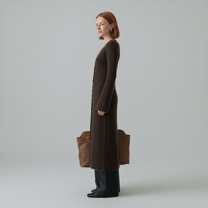 Longline Cardigan with Button Placket