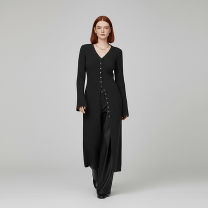 Longline Cardigan with Button Placket