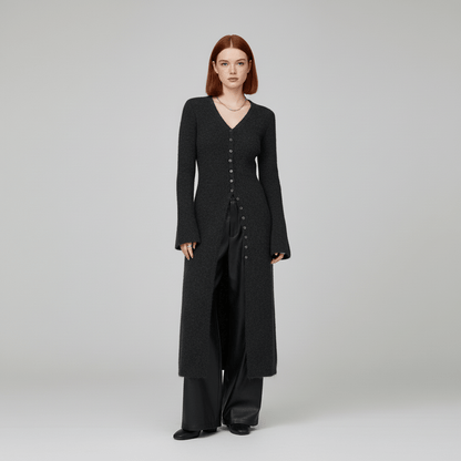 Longline Cardigan with Button Placket