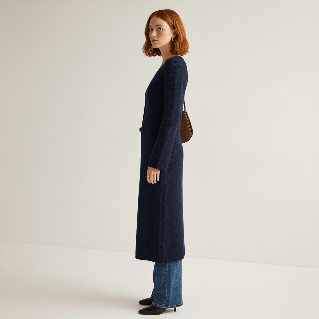 Longline Cardigan with Button Placket