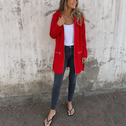 Longline Open-Front Hooded Cardigan