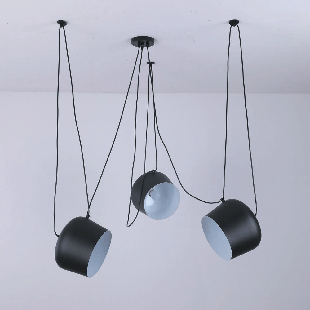 LumaDrum Pendant Light With Cable-Driven Bulb Fixture