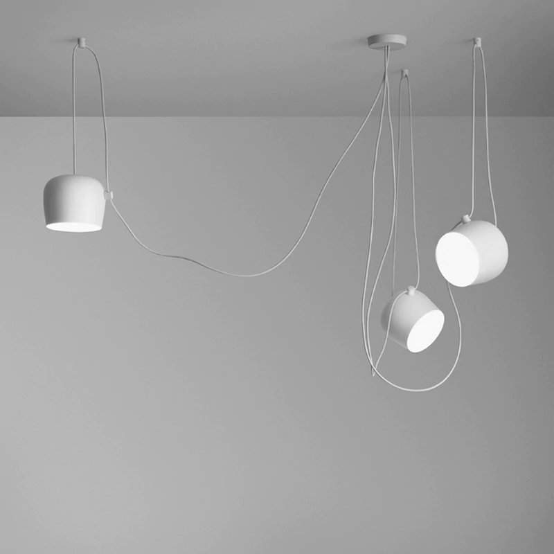 LumaDrum Pendant Light With Cable-Driven Bulb Fixture