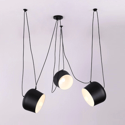LumaDrum Pendant Light With Cable-Driven Bulb Fixture
