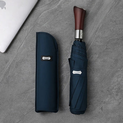 LumaLeaf Auto-Open Umbrella With Elegant Wooden Handle