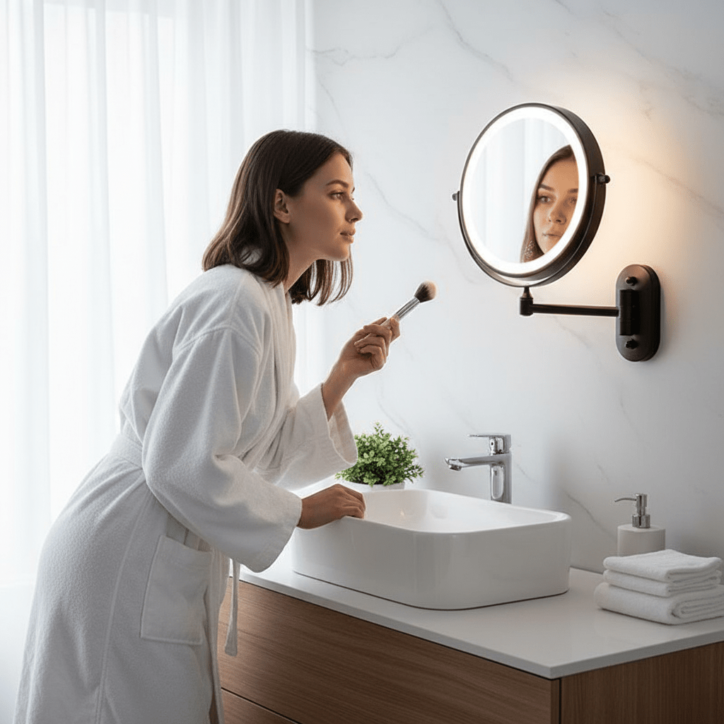 Bright LED Makeup Mirror with Rechargeable Touch Screen - Cofik