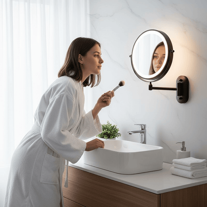 Bright LED Makeup Mirror with Rechargeable Touch Screen - Cofik
