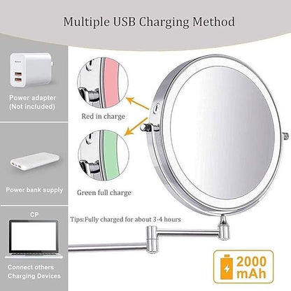 Bright LED Makeup Mirror with Rechargeable Touch Screen