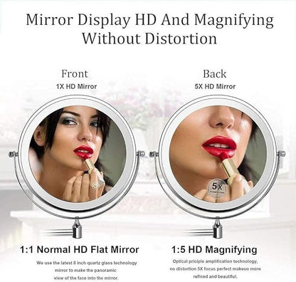 Bright LED Makeup Mirror with Rechargeable Touch Screen