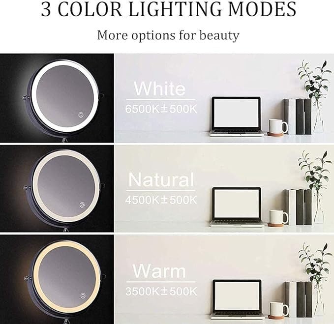 Bright LED Makeup Mirror with Rechargeable Touch Screen
