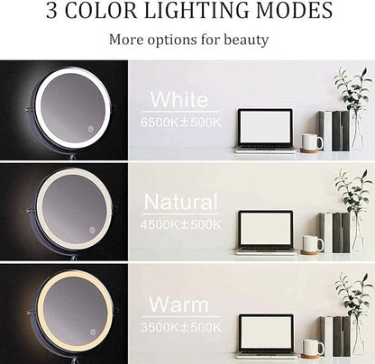 Bright LED Makeup Mirror with Rechargeable Touch Screen