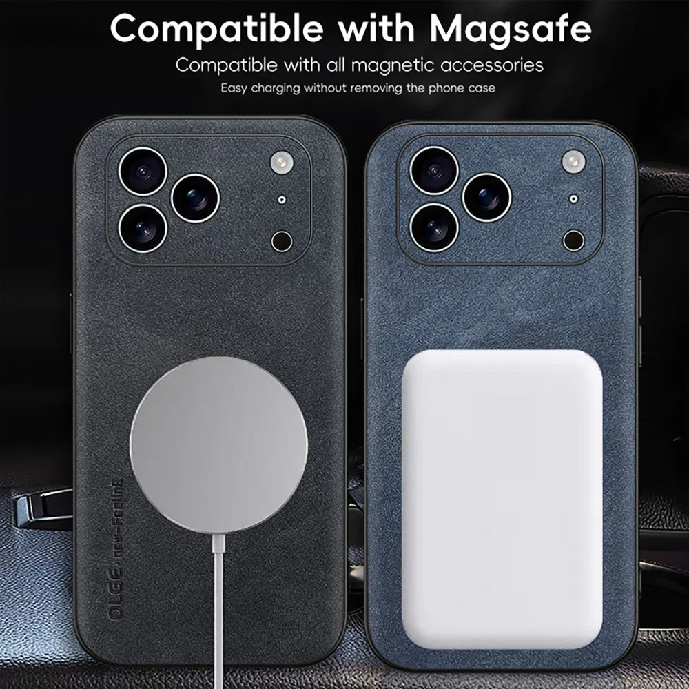 Luxury Leather iPhone Case with MagSafe Compatibility
